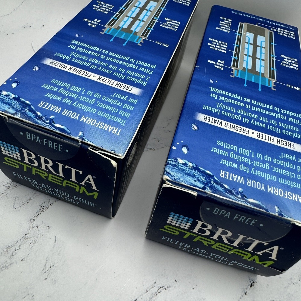 2 BRITA STREAM Filter As You Pour Pitcher Replacement Cartridge  NEW SEALED - Picture 5 of 6
